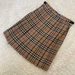 バーバリーブルーレーベル　プリーツスカート　サイドベルト　ノバチェック　ラップ