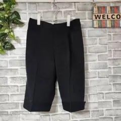 【美シルエット】ニッセン　クロップドパンツ 黒 73 ハーフのサムネイル