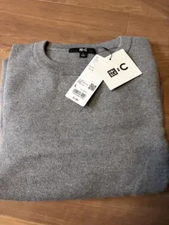 UNIQLO Cスムースコットンクルーネックセーター　グレー 長袖L