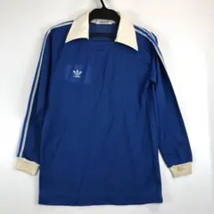 70s 80s デサントアディダス ゲームシャツ ブルー 長袖 L ADS-24