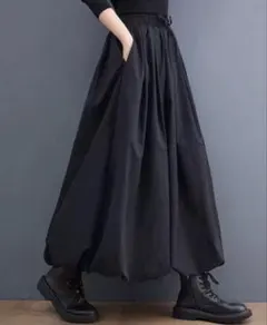 【新品】バルーンシルエット ブラックロングスカート