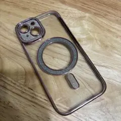 クリアピンク グリッター iPhone15ケース
