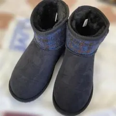 Harris Tweed ブラック ムートンブーツ