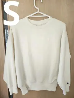 【Champion】 クルーネック トレーナー クリーム　ホワイト　S　コストコ