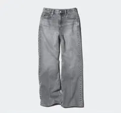 ユニクロ　ワイドストレートジーンズ　グレー　サイズ22 裾上げ済み