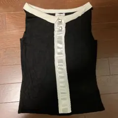 Lois Crayon ノースリーブトップス ブラック/ホワイト