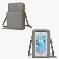 訳あり‼️多機能スマホケース❤ショルダー お財布 大容量 グレー
