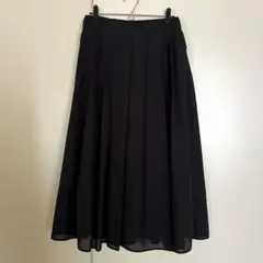 Te chichi 黒 ロング シアーフレアスカート プリーツ入り