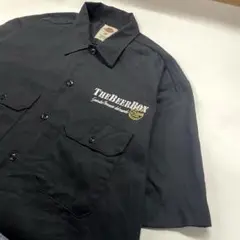 Dickies ワークシャツ 半袖 刺繍ロゴ ブラック メンズM
