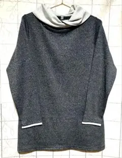 scroll ツートン カシュクールネック チュニック グレー