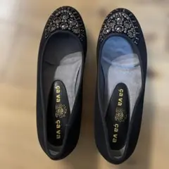 cava cava ビジュー付き ブラックパンプス 23.5㎝　レディース
