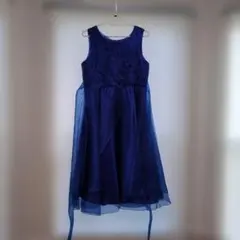 150cmネイビー ビーズ装飾 ノースリーブドレス