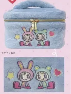 ふわふわ バニティポーチ ライトブルー