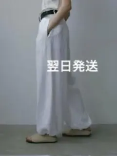 ドロストヘムリネンワイドパンツ　ホワイトMのサムネイル