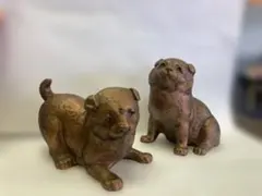 ブロンズ製犬の置物2体セット