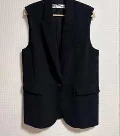 ZARA ノースリーブ テーラードベスト ブラック Mのサムネイル