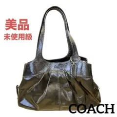 希少　コーチ トートバッグ パテントレザー 黒　美品 肩掛け　Y2K A4可