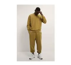 【ZARA 】ワイドレッグ スウェットパンツ マスタード L