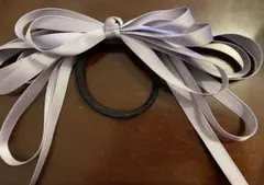 リボン付き薄紫ヘアゴムとカラーヘアゴムセット
