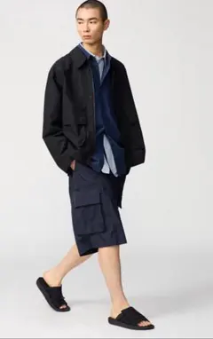 UNIQLO C　ワイドフィットカーゴハーフパンツ　ネイビー Mサイズ ユニクロ