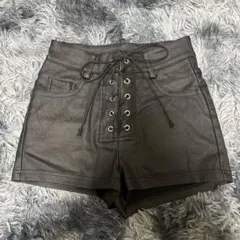 ブラックレースアップショートパンツ