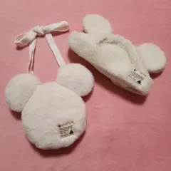 ディズニー ボアキャップ ホワイト もこもこ 帽子 ショルダーバッグ セット
