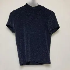 プチハイネック ラメ キラキラ 半袖シャツ