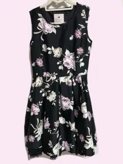 mille fille closet 花柄ワンピース　ノースリーブ　レース 黒のサムネイル