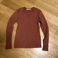 テラコッタ リブ編み 長袖ニット