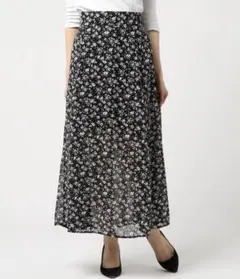 one way＊花柄スカート ブラック