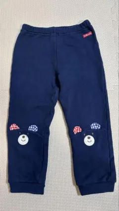 Hot Biscuits クマ刺繍 長ズボン ネイビー　100のサムネイル
