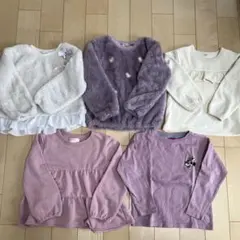 110 キッズ トレーナー ロンT 5点セット 春 冬 秋 アイボリー ピンク