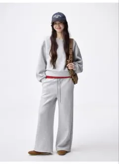 GUパフスウェットバギーパンツMグレー