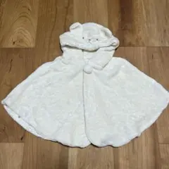 赤ちゃんの城 ベビー用 ホワイト クマフード ポンチョ