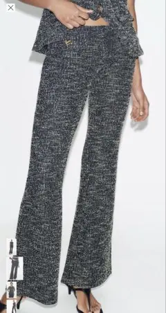 ZARA フレアテクスチャー生地パンツ　S
