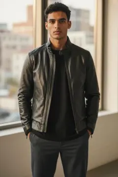 エンポリオアルマーニ EMPORIO ARMANI ラムレザー ジャケット 46のサムネイル