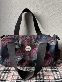 【美品】ROXY 蝶模様 ボストンバッグ 中型ショルダーバックポーチハンドバック