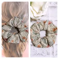 インド刺繍リボン　ヘアゴム　ハンドメイド　シュシュ　NO3275