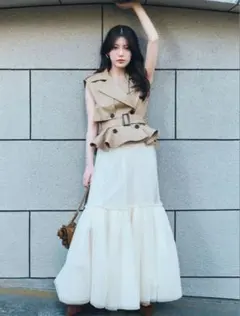 新品未開封♡SNIDEL トレンチチュールセットドレス BEG - メルカリ