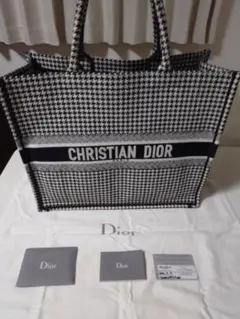 ディオール　ブックトート　千鳥柄　ラージ