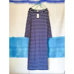 forever21 ボーダー ロングワンピース マキシワンピース ネイビー