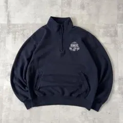 USA規格　champion チャンピオン　スウェット　ハーフジップ　刺繍　紺L