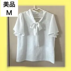 美品　グラシア　ボウタイ 半袖　ブラウス ボウタイリボン　シフォン　Ｍのサムネイル