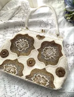 昭和レトロ ヴィンテージ総ビーズ刺繍バッグ
