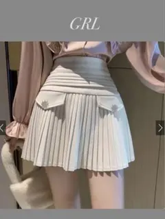 グレイル　インパン裏地付きビジュープリーツスカート [ac2112]新品　白