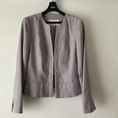 NATURAL BEAUTY ノーカラージャケット 34 グレージュ