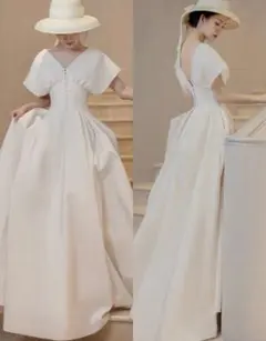 ウェディングドレス　クラシカルドレス　Aライン　2次会ドレス　前撮り