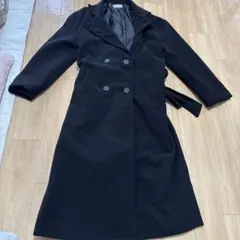 ブラック ダブルブレスト ロングコート