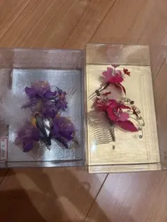 花モチーフ かんざしセット（紫・ピンク）