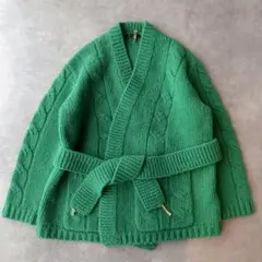 【美品：クリーニング済】MACPHEE　ウール　カーディガンガウン　グリーン